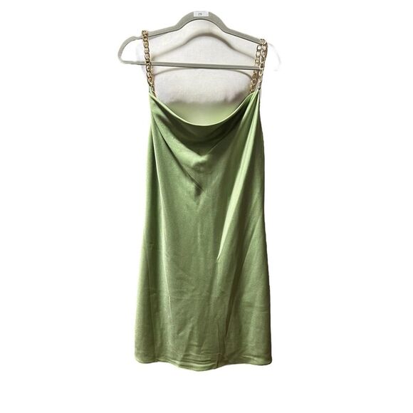 Alice and Olivia Harmony Chain Strap Mini Slip Dress Seafoam - Picture 2 of 12